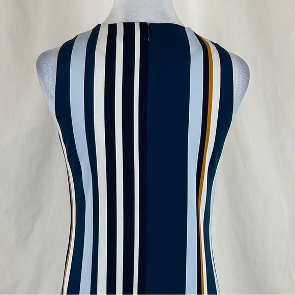 Ann Taylor Navy Bold Stripe Print Career Office Shift Dress NWOT Size 2 - Picture 6 of 12